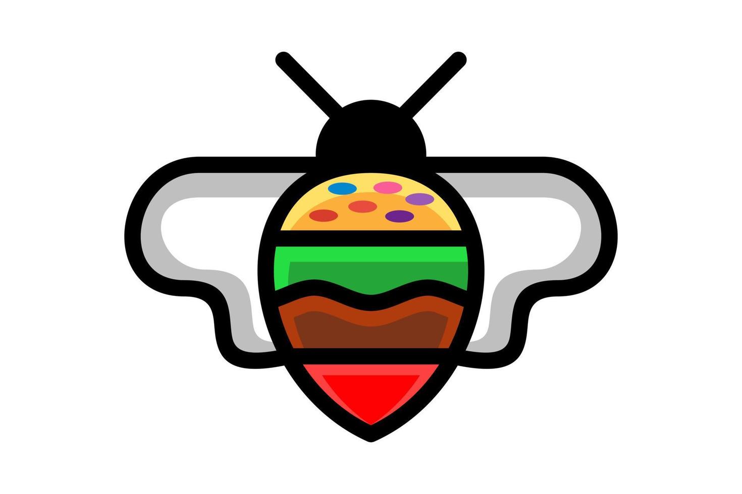 Vektor-Logo-Design-Kombination Biene und Burger vektor