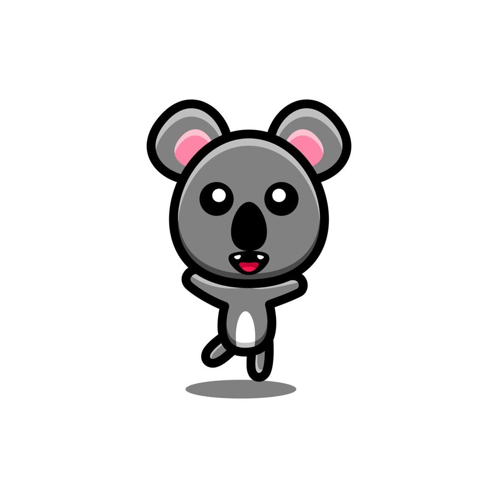 tanzender Koala im Hintergrund weiß, Vektor-Cartoon-Logo-Design editierbar vektor