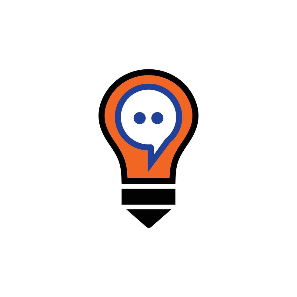 logotyp design vektor kombination av lampa och chattmeddelande