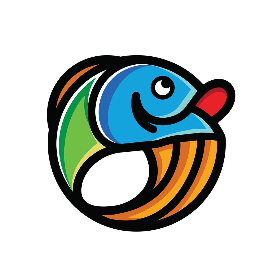 einfaches Maskottchen-Logo-Design ein Fisch in weißem Hintergrund, Vektorvorlage-Logo-Design editierbar vektor