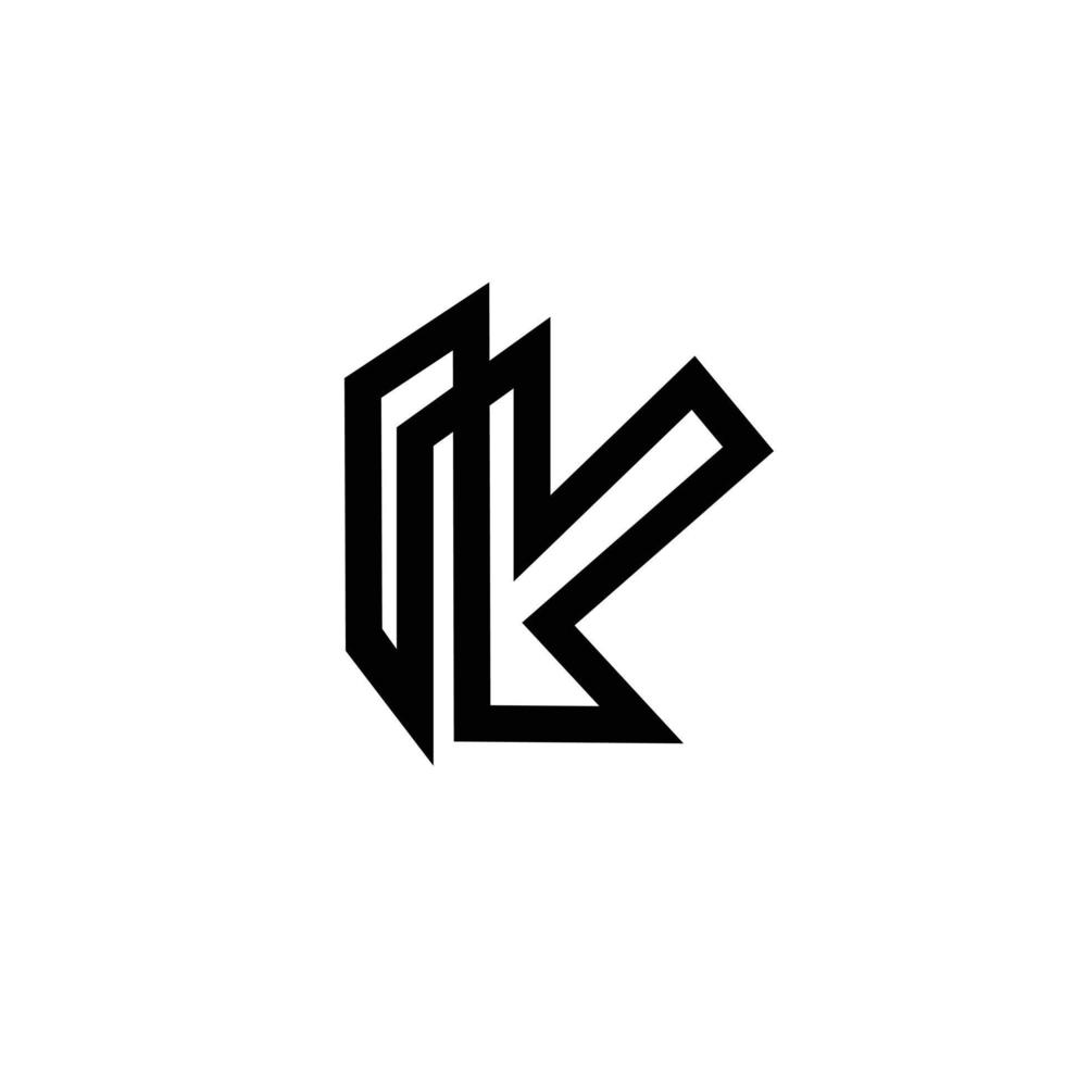 första bokstaven k i bakgrunden vit, vektor mall logotypdesign