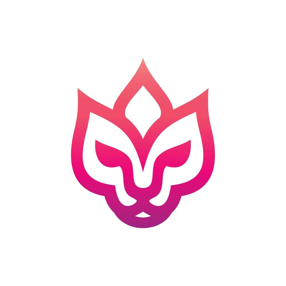 Kombination Löwe und Lotus mit Stil flach minimalistisch im Hintergrund weiß Vektor Vorlage Logo Design editierbar