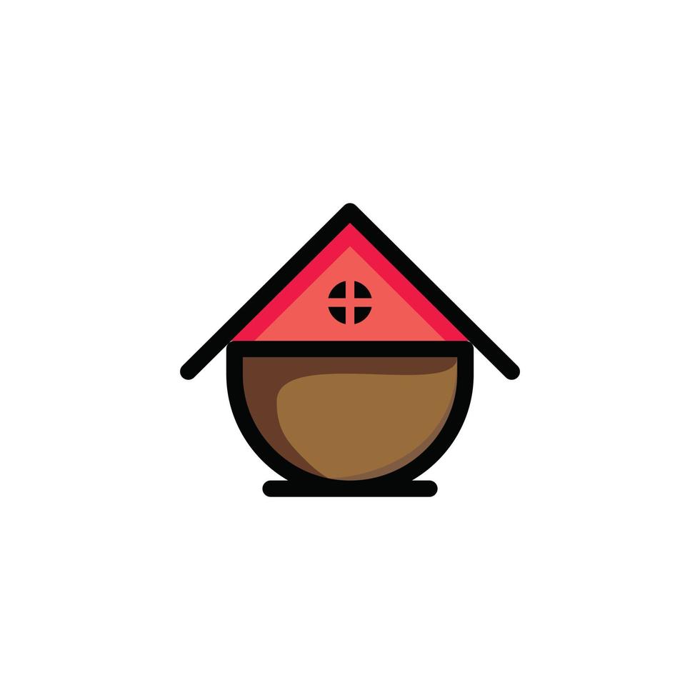 Kombination Haus und Glas Kaffee im Hintergrund weiß, Vektor-Vorlage Logo-Design vektor