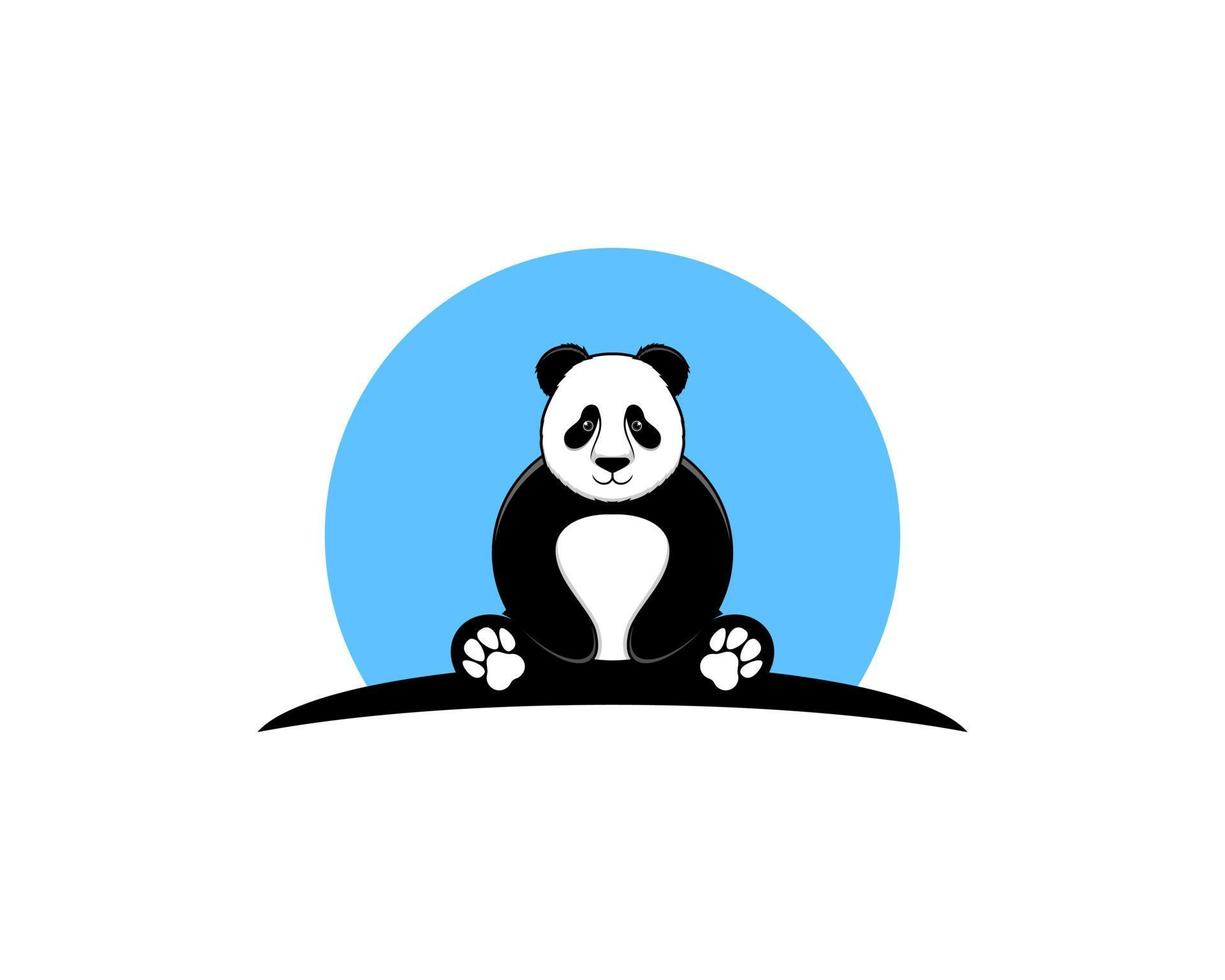 süßer Panda mit blauer Kreisform hinten vektor