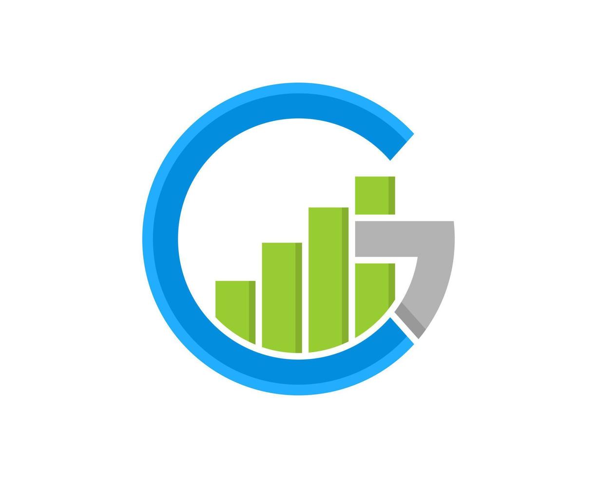c- und g-Buchstabe mit Diagrammwachstum nach innen vektor