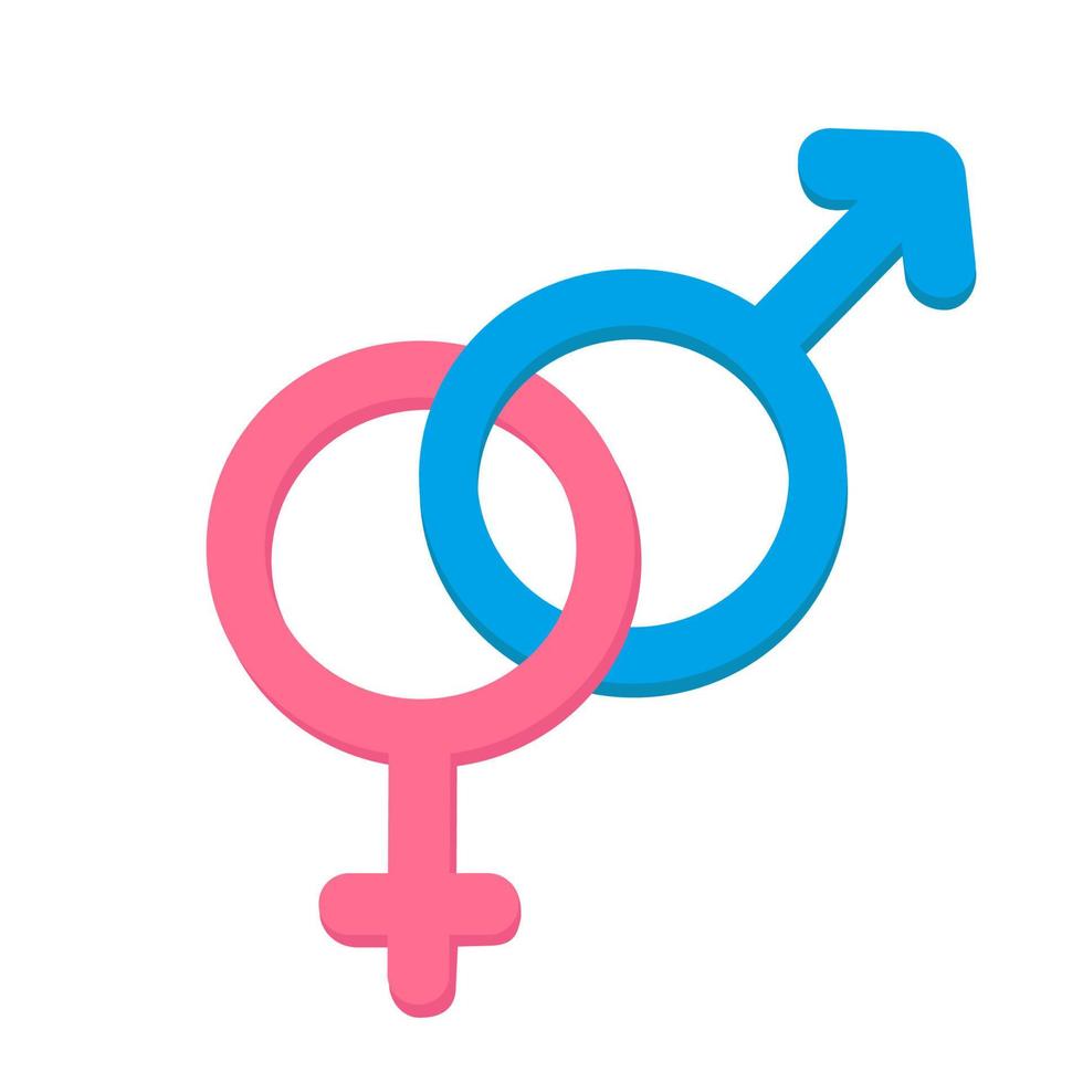 rosafarbene weibliche und blaue männliche Geschlechtssymbole. vektor