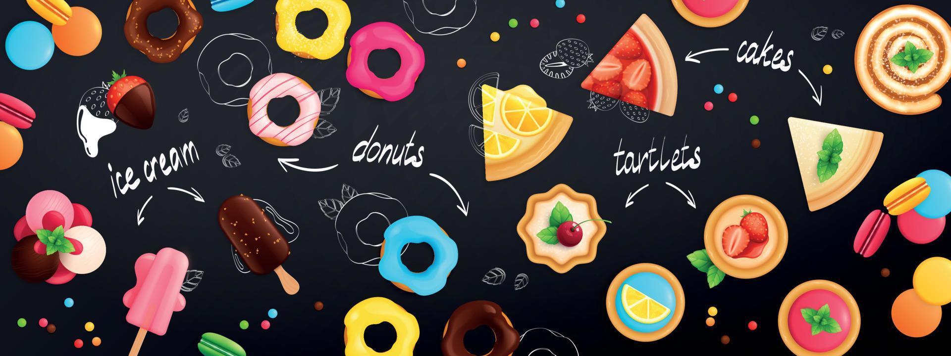 Desserts Süßigkeiten Hintergrundbanner vektor