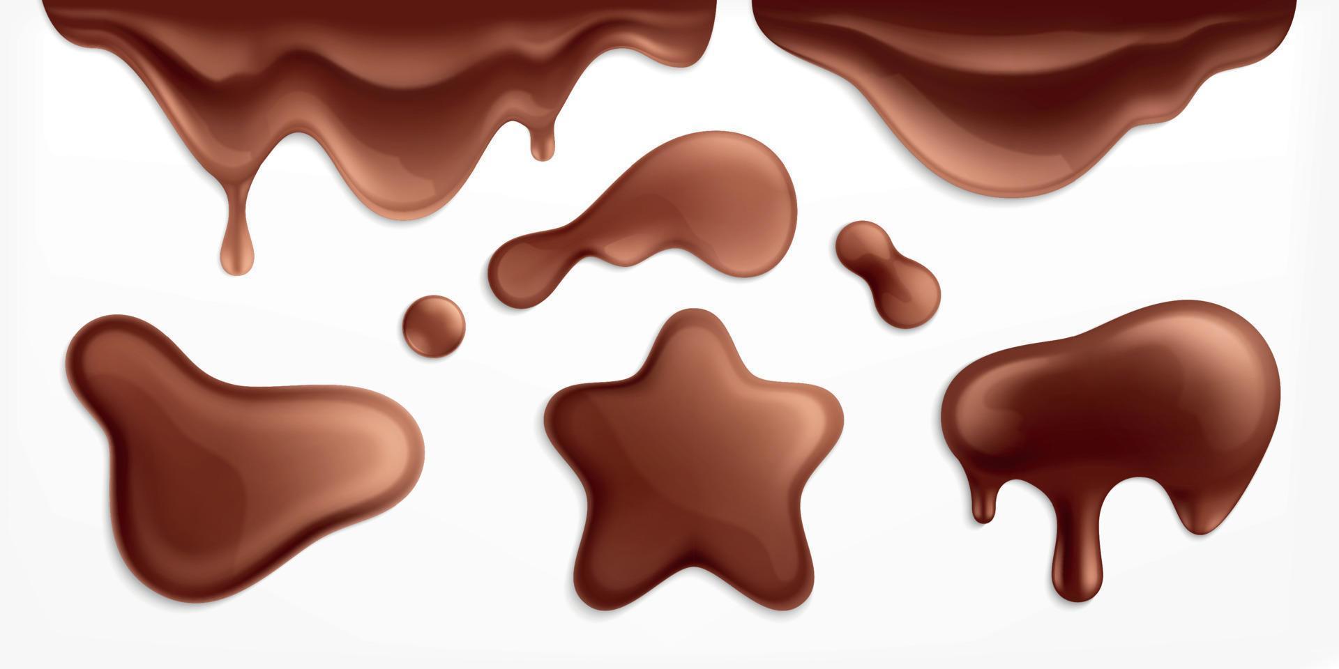 Schokoladenflecken realistisches Set vektor