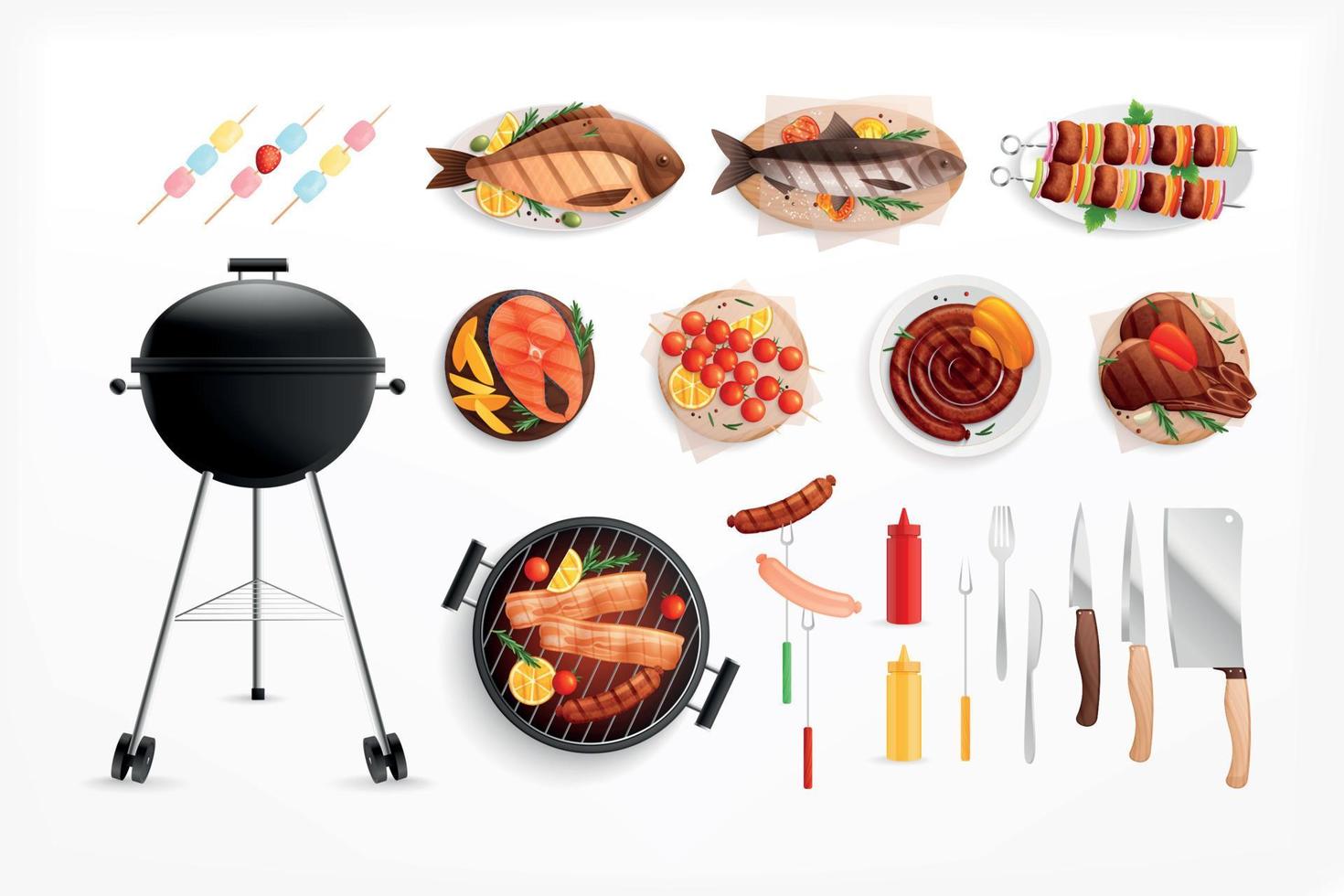 Grillparty-Set zum Grillen vektor