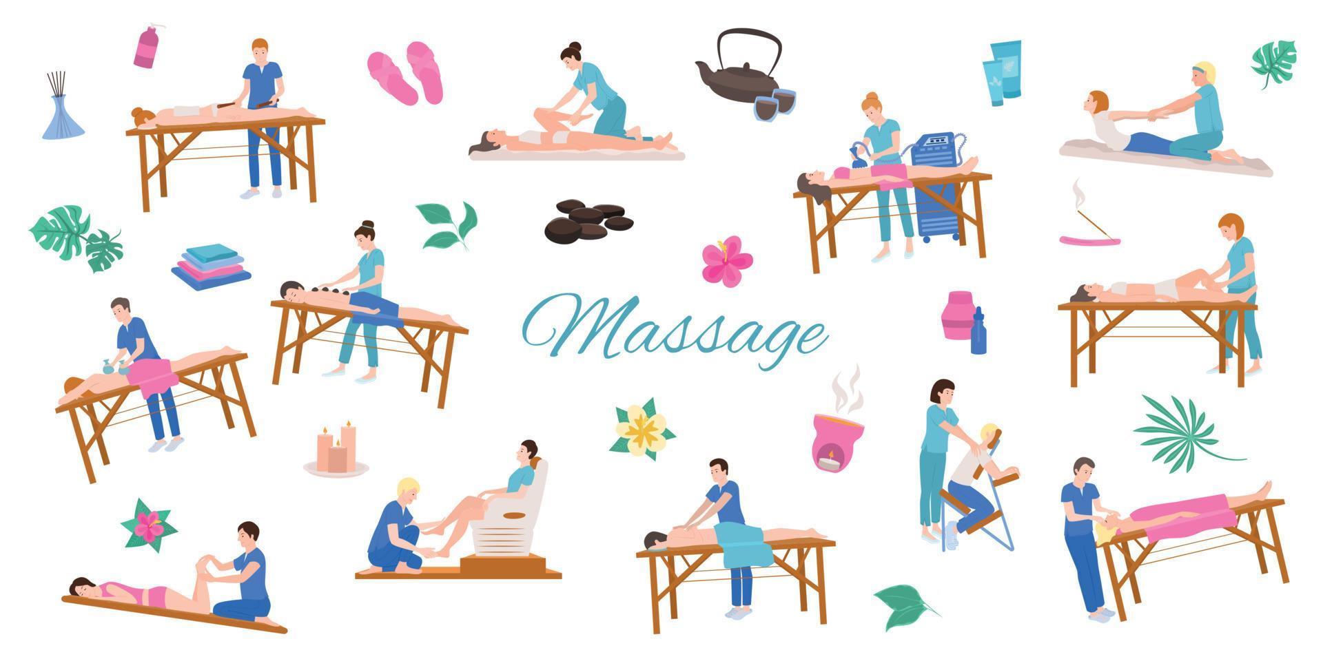 Massage Menschen flacher Hintergrund vektor