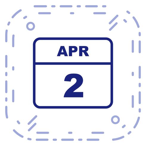 2 april Datum på en enkel dagskalender vektor