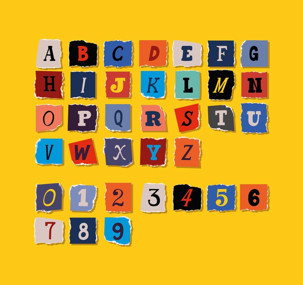 lösensedlar alfabetet teckensnittsbild vektor