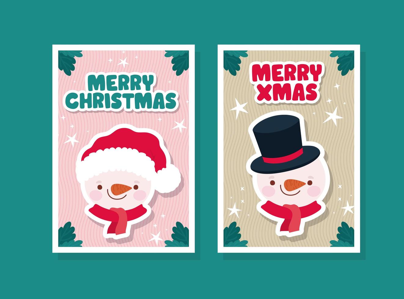 Frohe Weihnachtskartelle mit Charakteren vektor