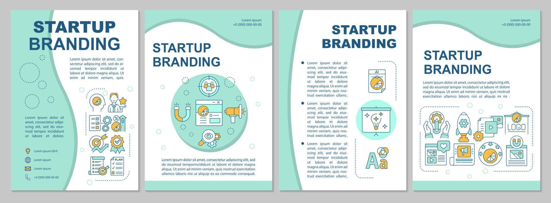 Startup-Branding-Minze-Broschürenvorlage. Geschäft zu schaffen. Flyer, Broschüre, Broschürendruck, Cover-Design mit linearen Symbolen. Vektorlayouts für Präsentationen, Geschäftsberichte, Anzeigenseiten vektor