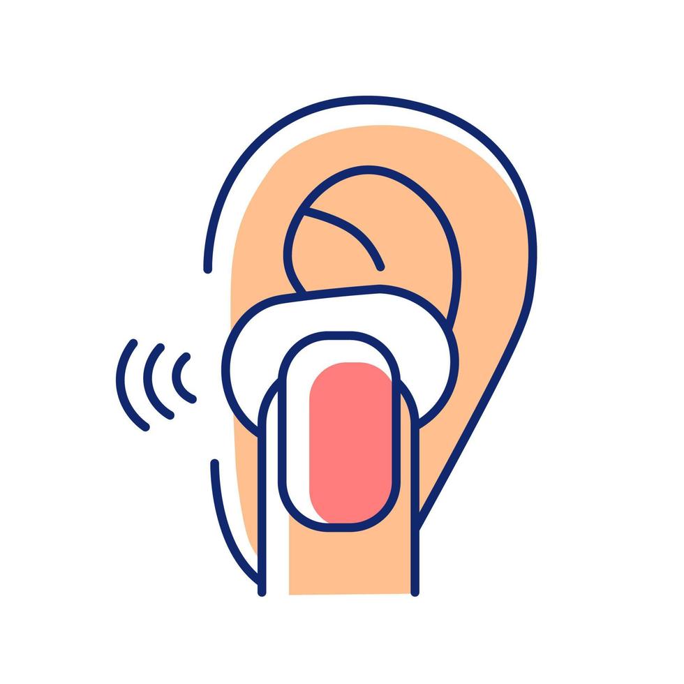 RGB-Farbsymbol für kabellose In-Ear-Ohrhörer. kleines tragbares Gerät für einen aktiven Lebensstil. kabellose Verbindung zum Smartphone. Musik hören. isolierte Vektor-Illustration. einfache gefüllte Strichzeichnung vektor