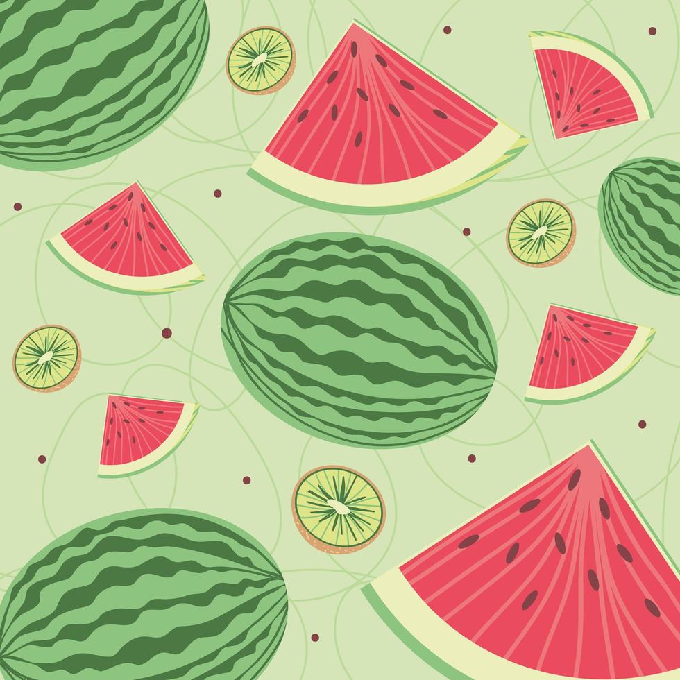 vattenmelon och kiwi vektor