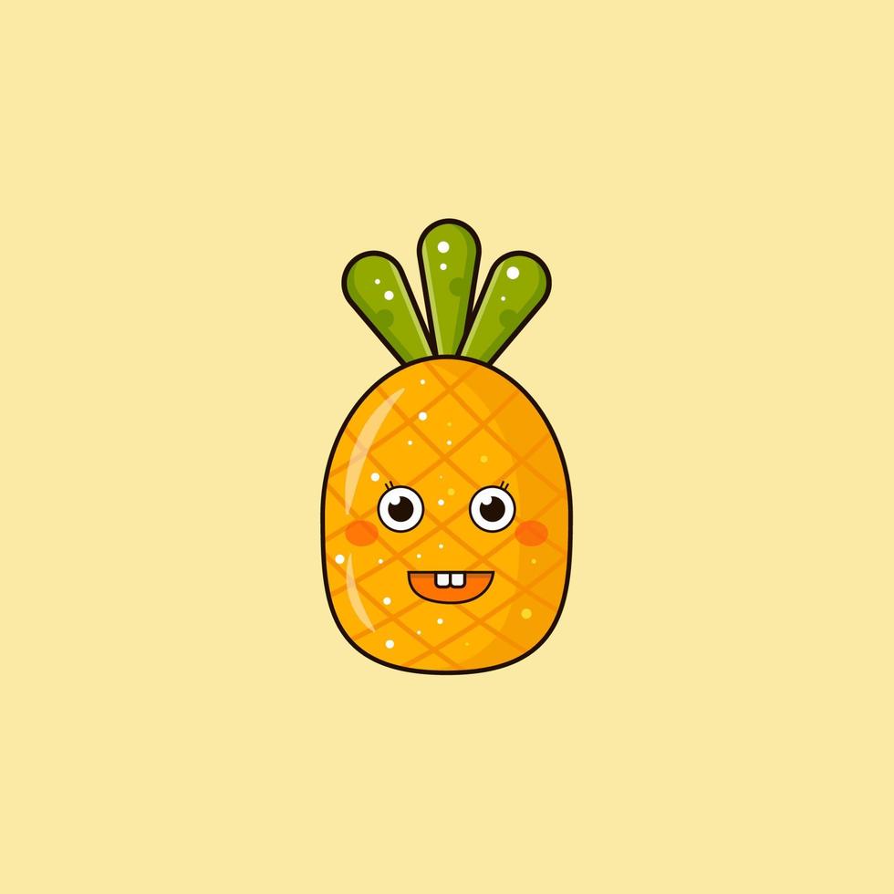 söt ananas illustration, ananasvektor, ananas isolerad design vektor