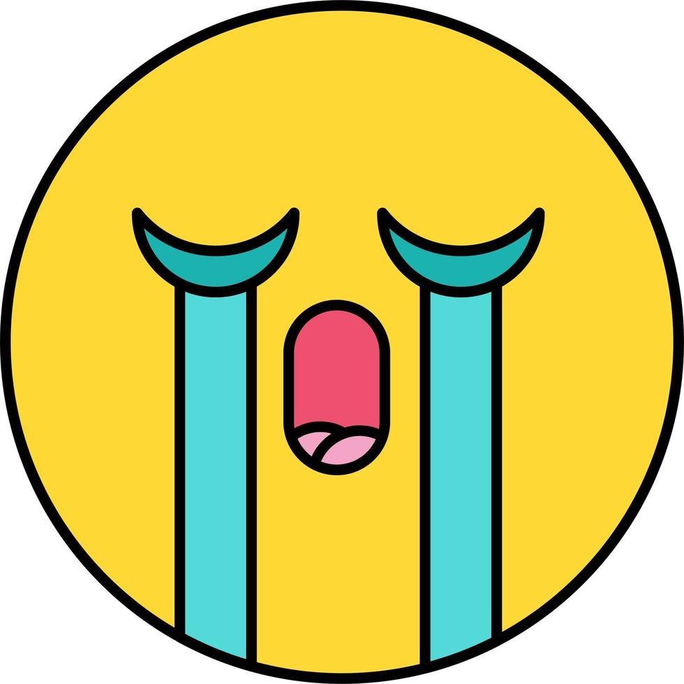 Weinen, tränenreiche süße Emoji-Vektorillustration vektor