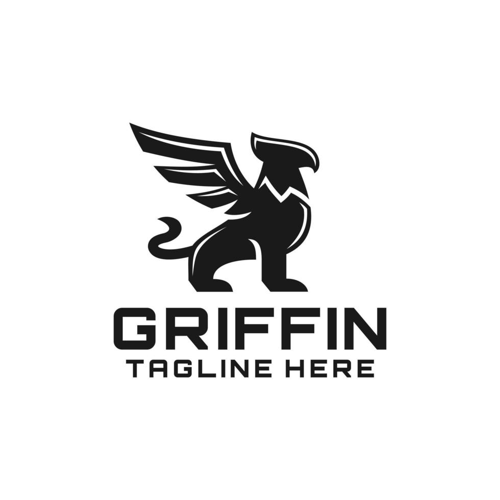 vintage silhouette griffin logotyp design vektor