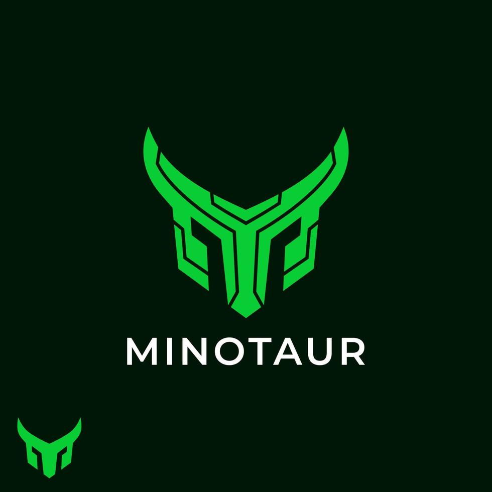 platt modern minotaur bull initial m monogram logotyp design inspiration vektor