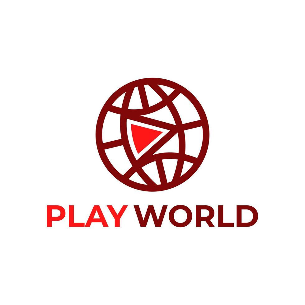 spela världsgloben med logotypdesign för spelknappen vektor