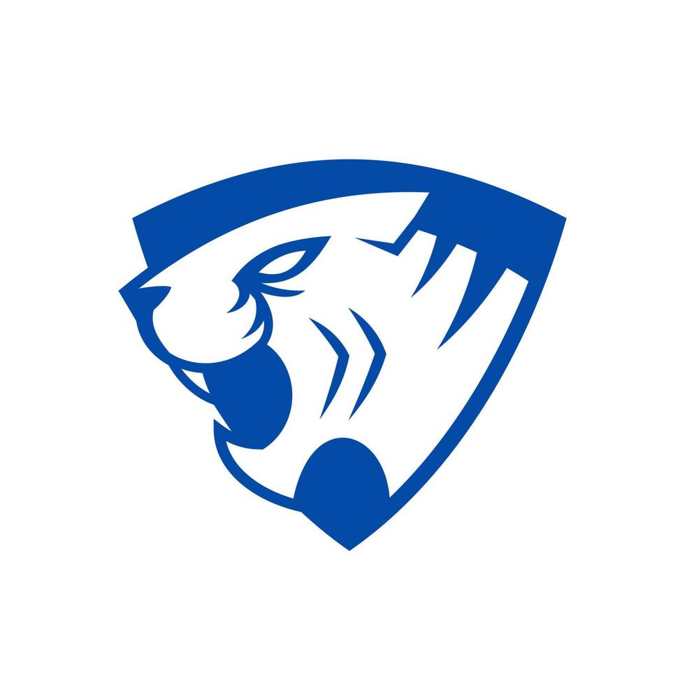 stark aggressiv emblem sköld vild tiger logotyp design vektor