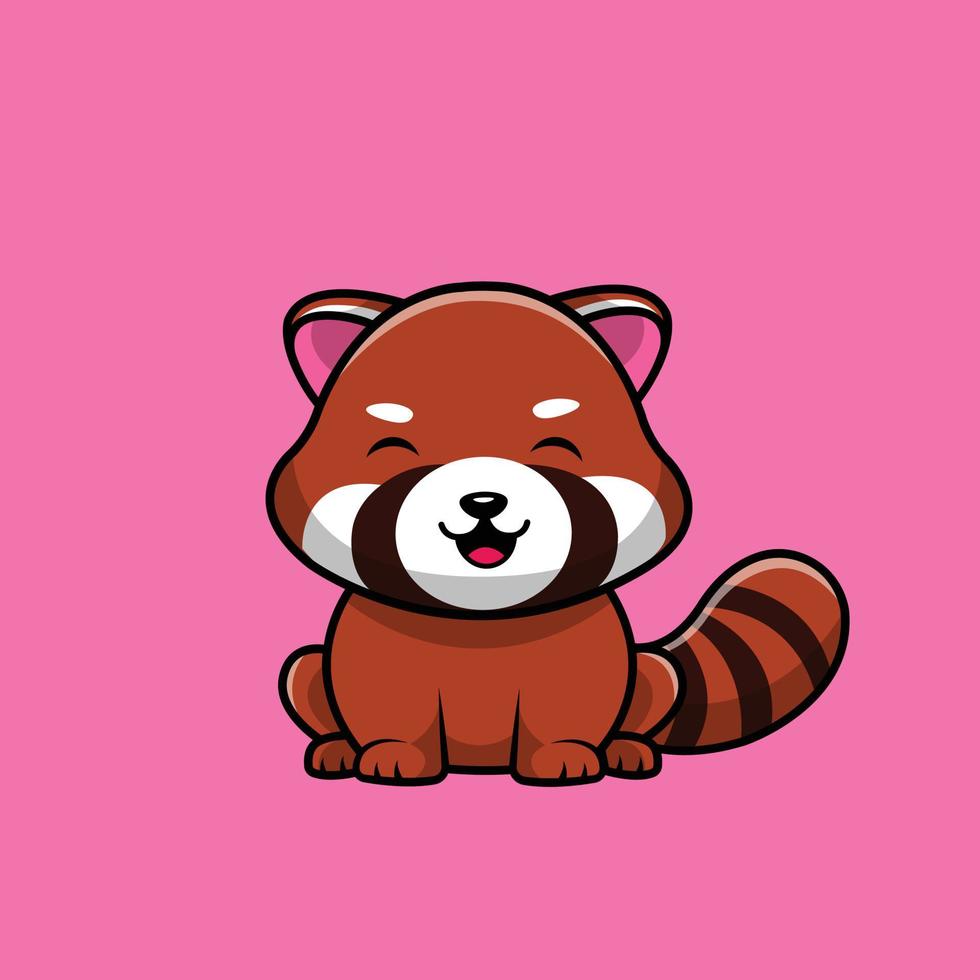 niedliche rote Panda-Cartoon-Vektor-Symbol-Illustration. Tiersymbol Konzept isoliert Premium-Vektor. flacher Cartoon-Stil vektor