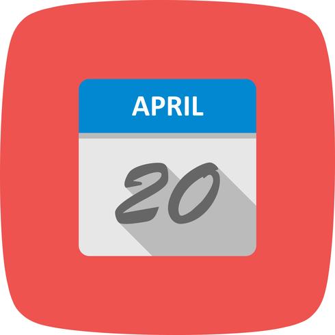 Datum des 20. Aprils an einem Tageskalender vektor