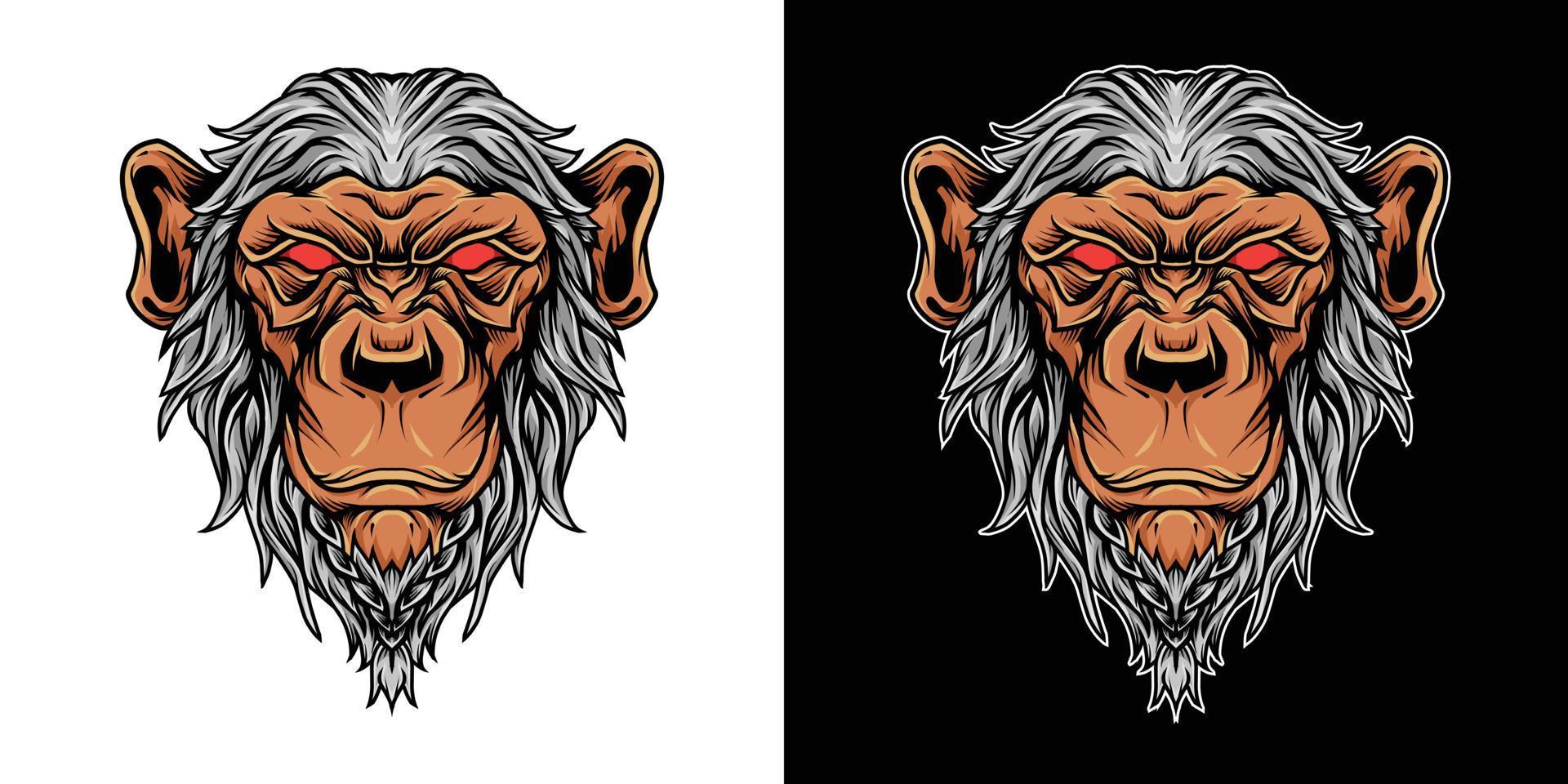 Schimpansenkopf Maskottchen Logo Illustration vektor