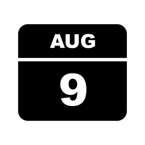 9 augusti Datum på en enkel dagskalender vektor
