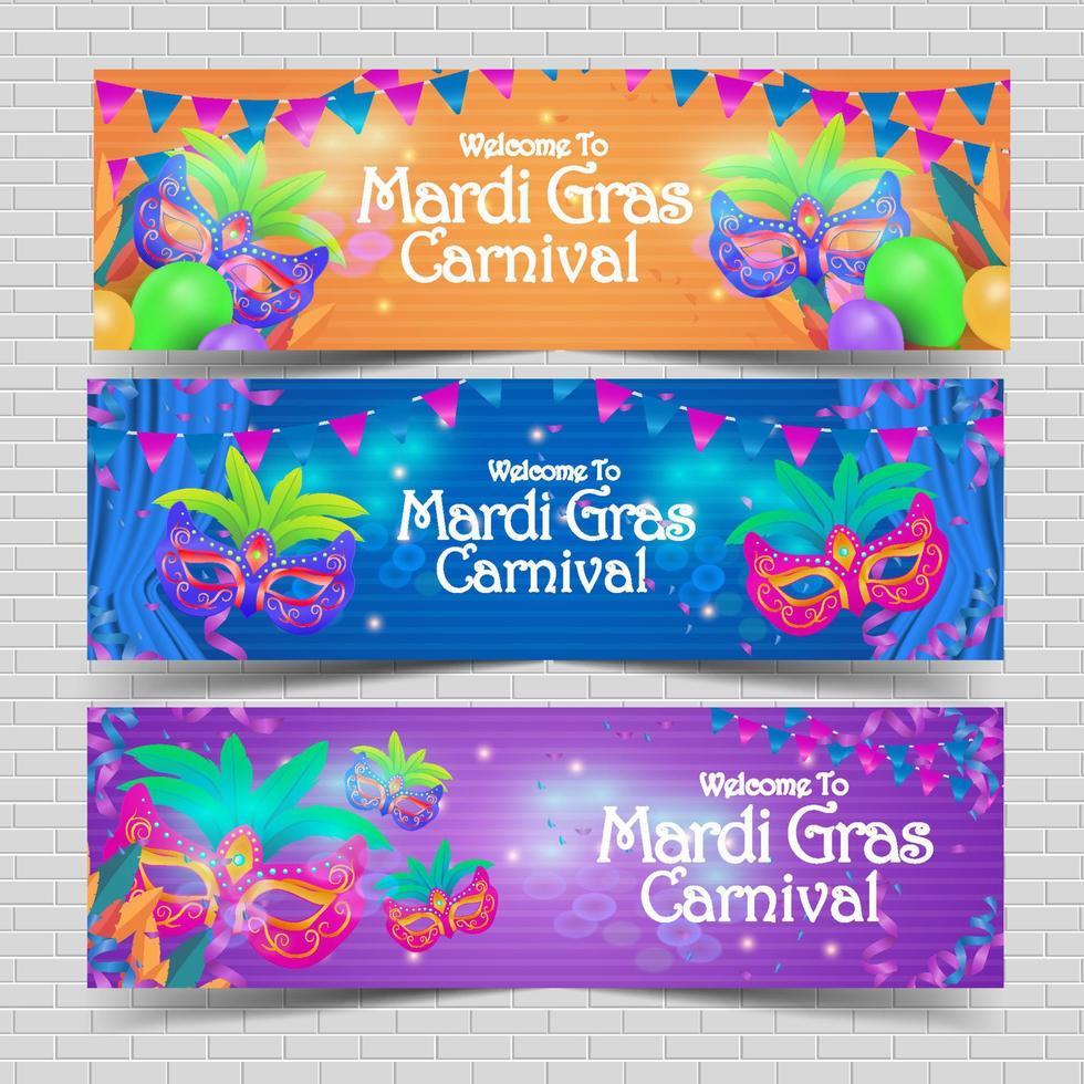 mardi gras karneval part banner set vektor