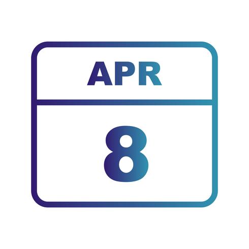 8. April Datum an einem Tageskalender vektor