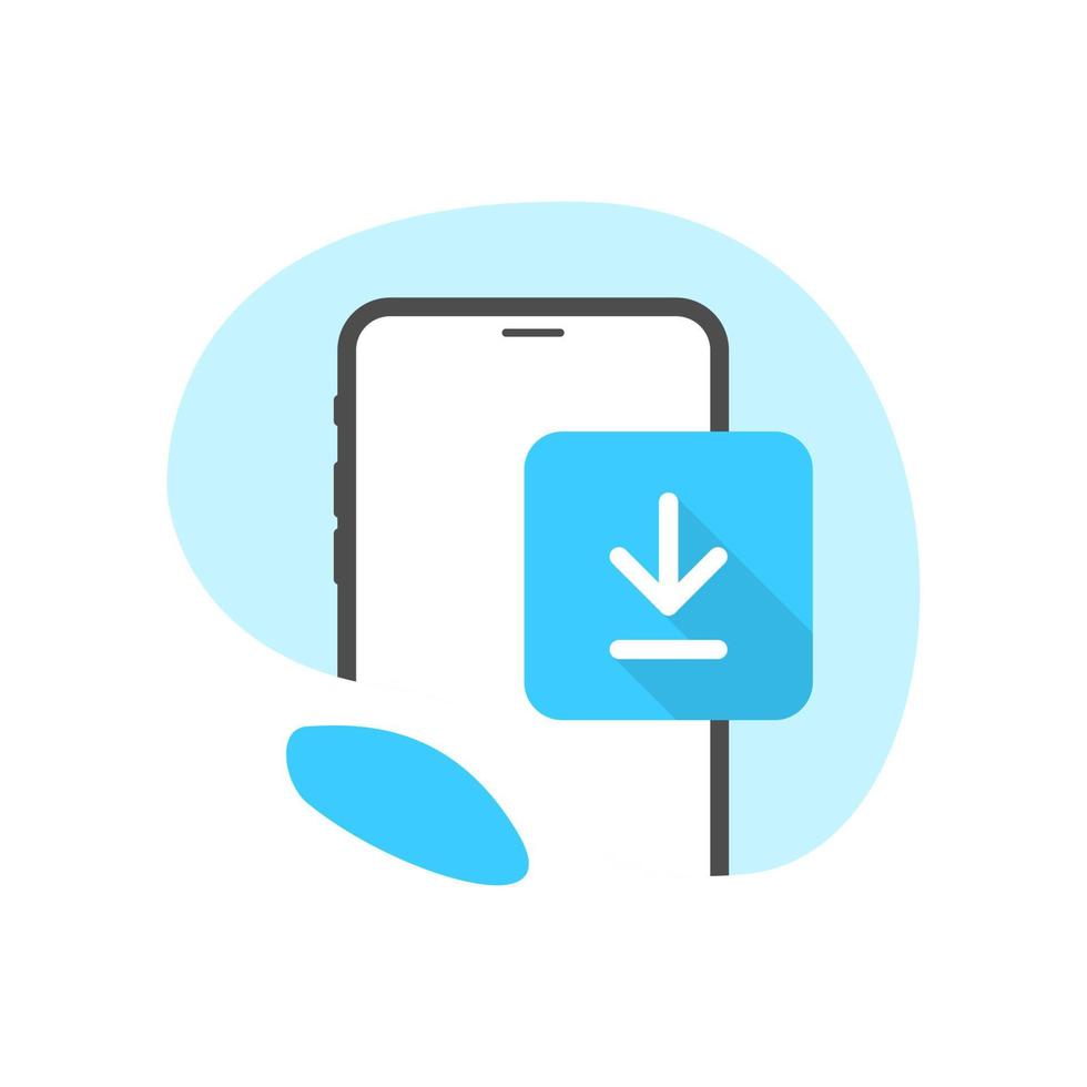 Download auf Smartphone-Konzept Illustration flacher Design-Vektor eps10. einfaches, modernes grafisches Element für Landing Page, leere Zustands-UI, Infografik, Symbol vektor