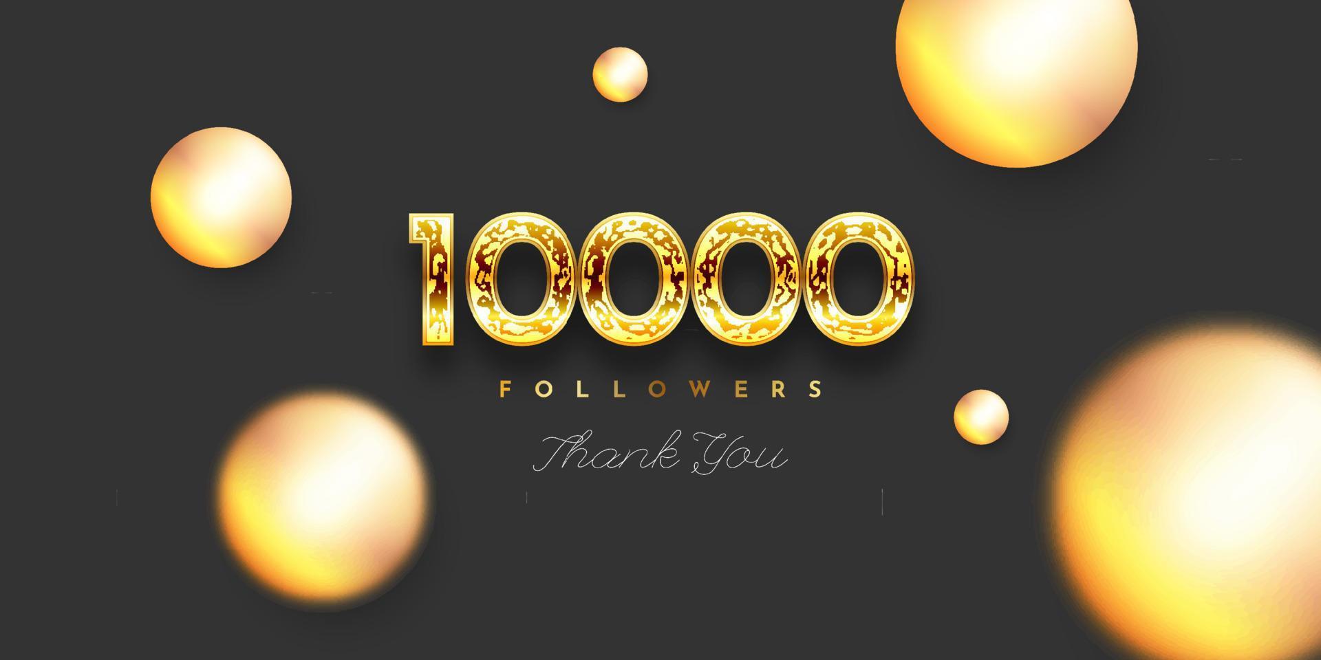 Danke 10000 Follower Gold Luxus Hintergrund vektor