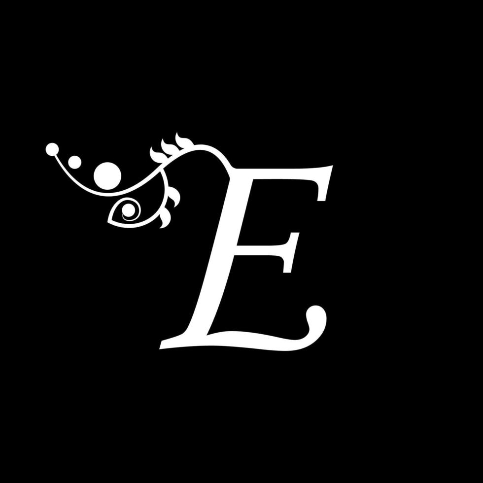 vektor första bokstaven e florish typografi logotypdesign