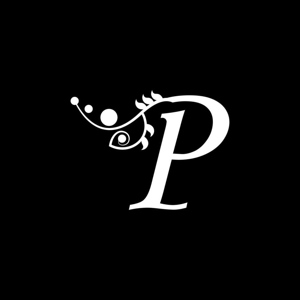 vektor initial bokstav p blomstrande typografi logotypdesign
