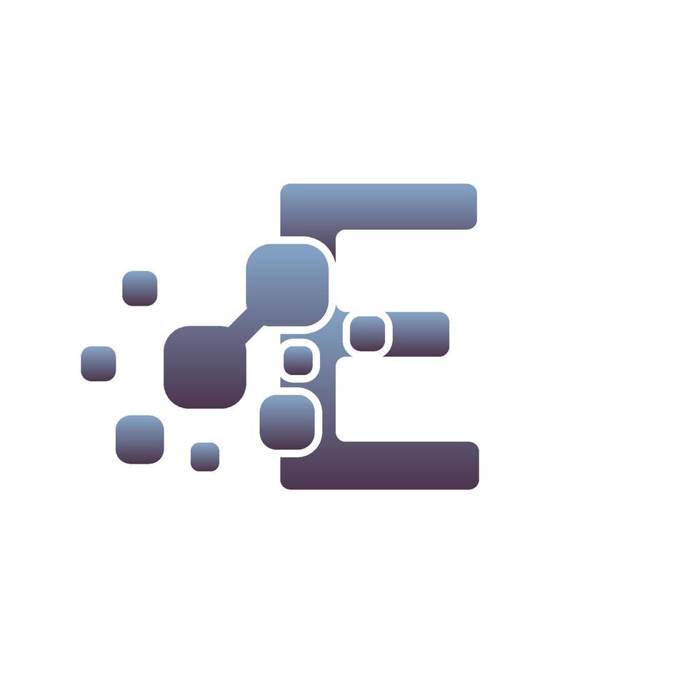 e Anfangsbuchstaben-Logo-Design mit digitalen Pixeln vektor