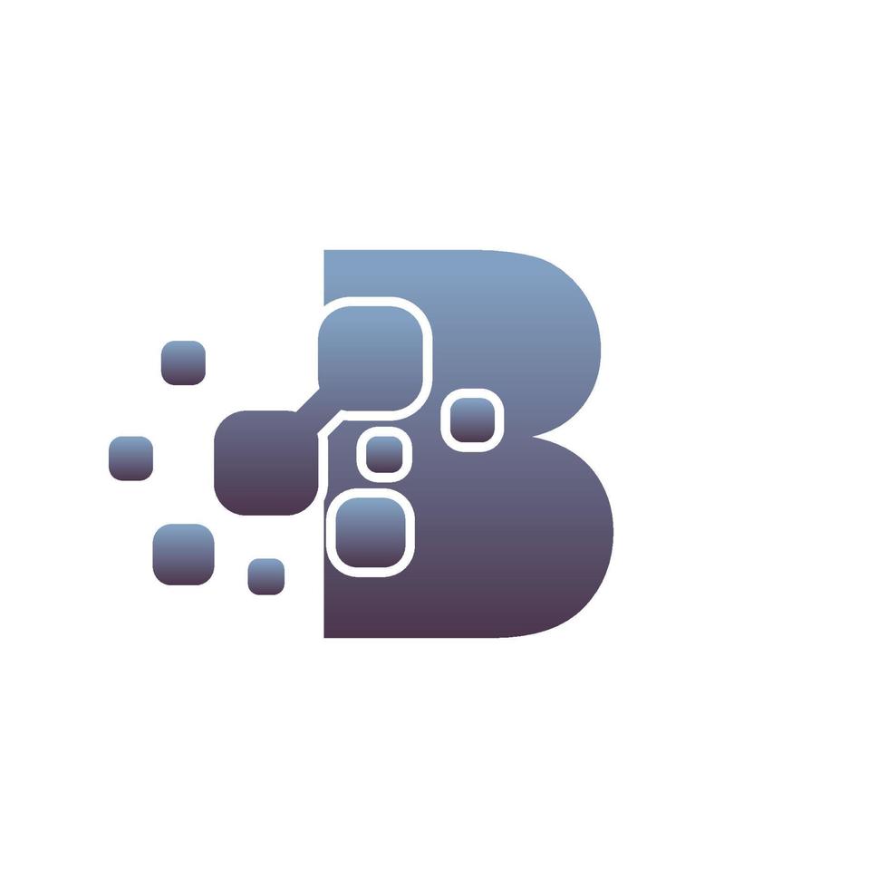 b logotyp med inledande bokstav med digitala pixlar vektor