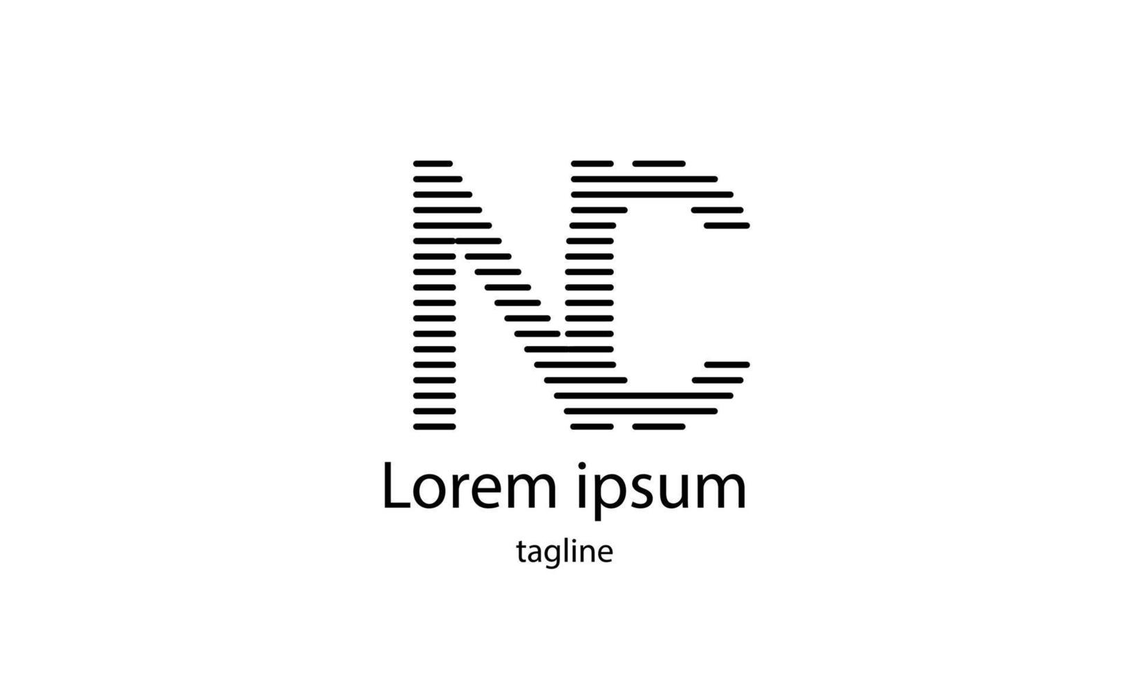 Vektor-Anfangsbuchstabe nc einfaches Typhografie-Logo-Design vektor