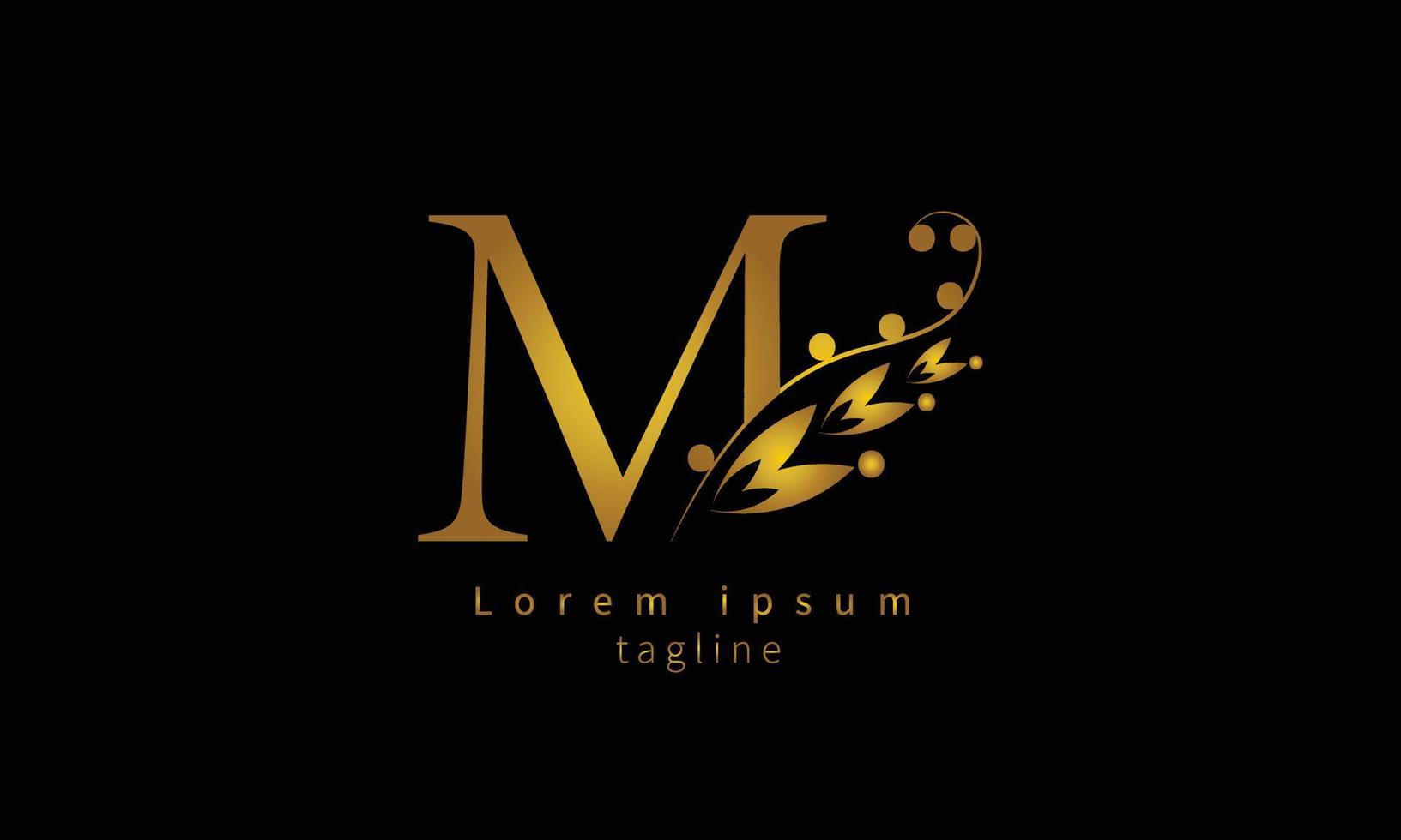 vektor initial bokstav m blommig typografi logotypdesign