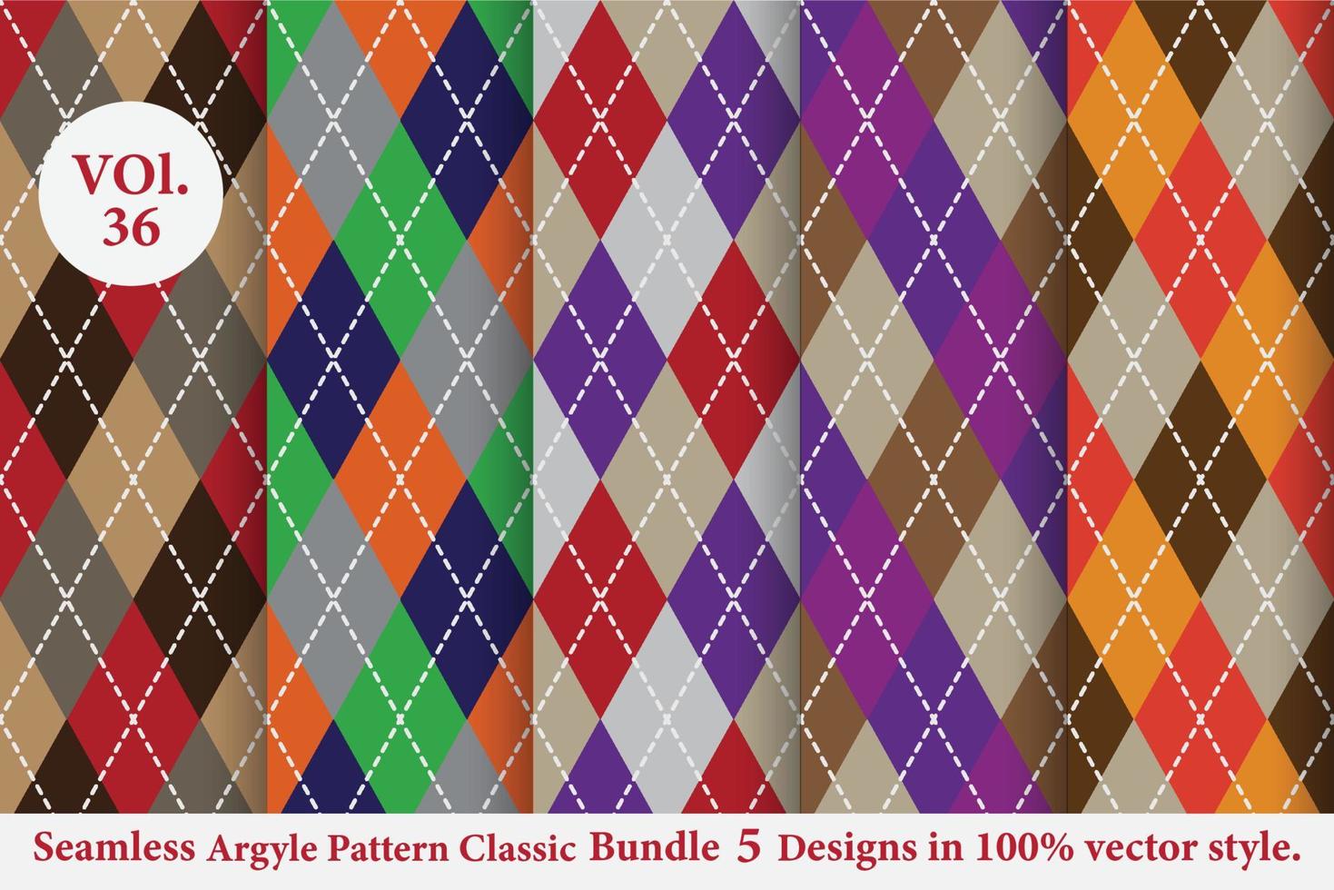 argyle klassiska mönster vektor bunt 5 mönster traditionell, tyg textur bakgrund