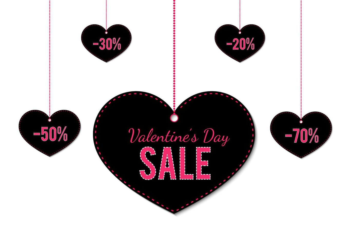 Valentinstag Verkauf Tags in Form eines Herzens. Sonderangebot Werbebanner. Werbeplakat shoppen. Vektor-Illustration. vektor