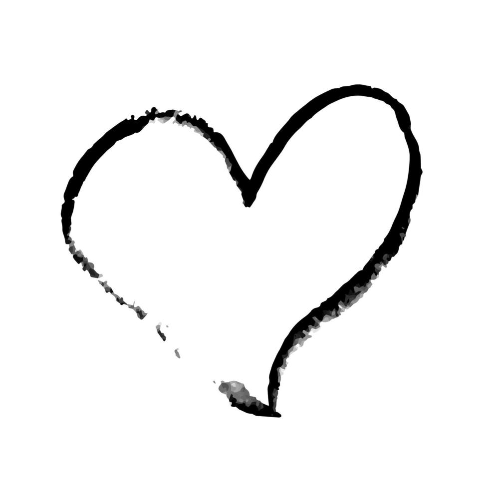 grunge hjärta form målad i akvarell. handritad hjärta. strukturerad halvton penseldrag. alla hjärtans dag tecken. kärlekssymbol. lätt att redigera vektorelement av design. vektor
