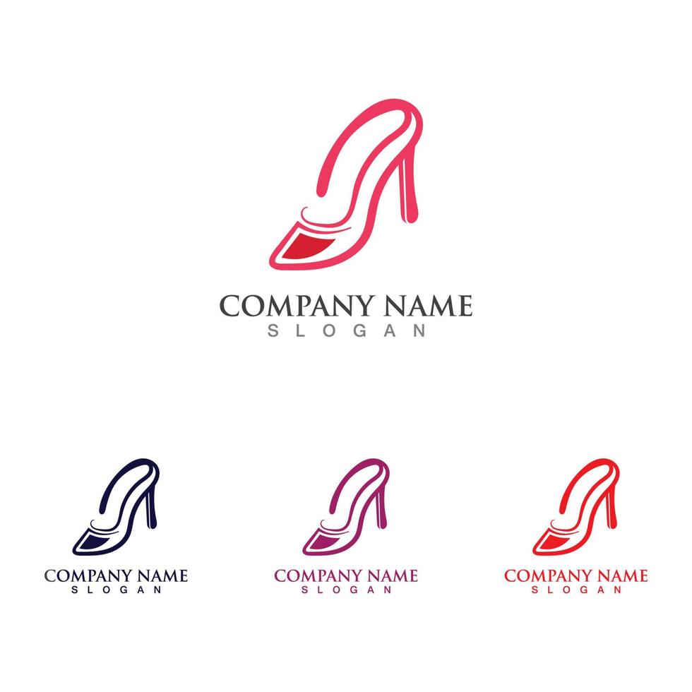 Schuhe hohe Frau Logo-Design-Konzept-Vorlage vektor