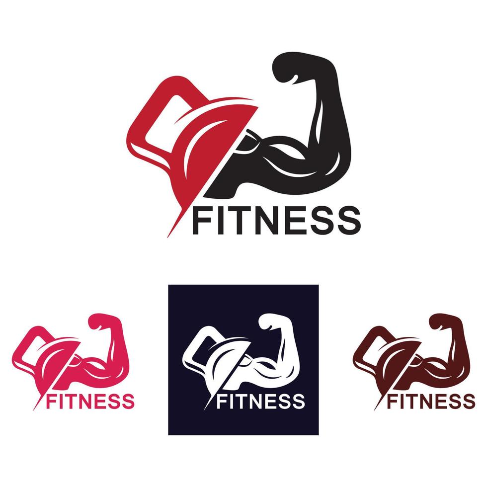 Logovorlage für Fitnessstudio und Fitness, Symbol für Hantel- und Langhantelstil vektor