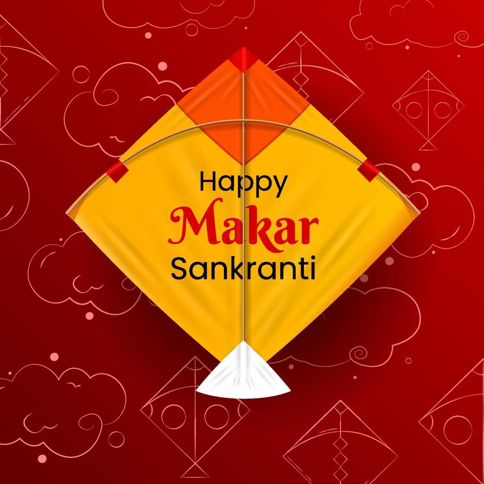 glad makar sankranti vektor drake illustration