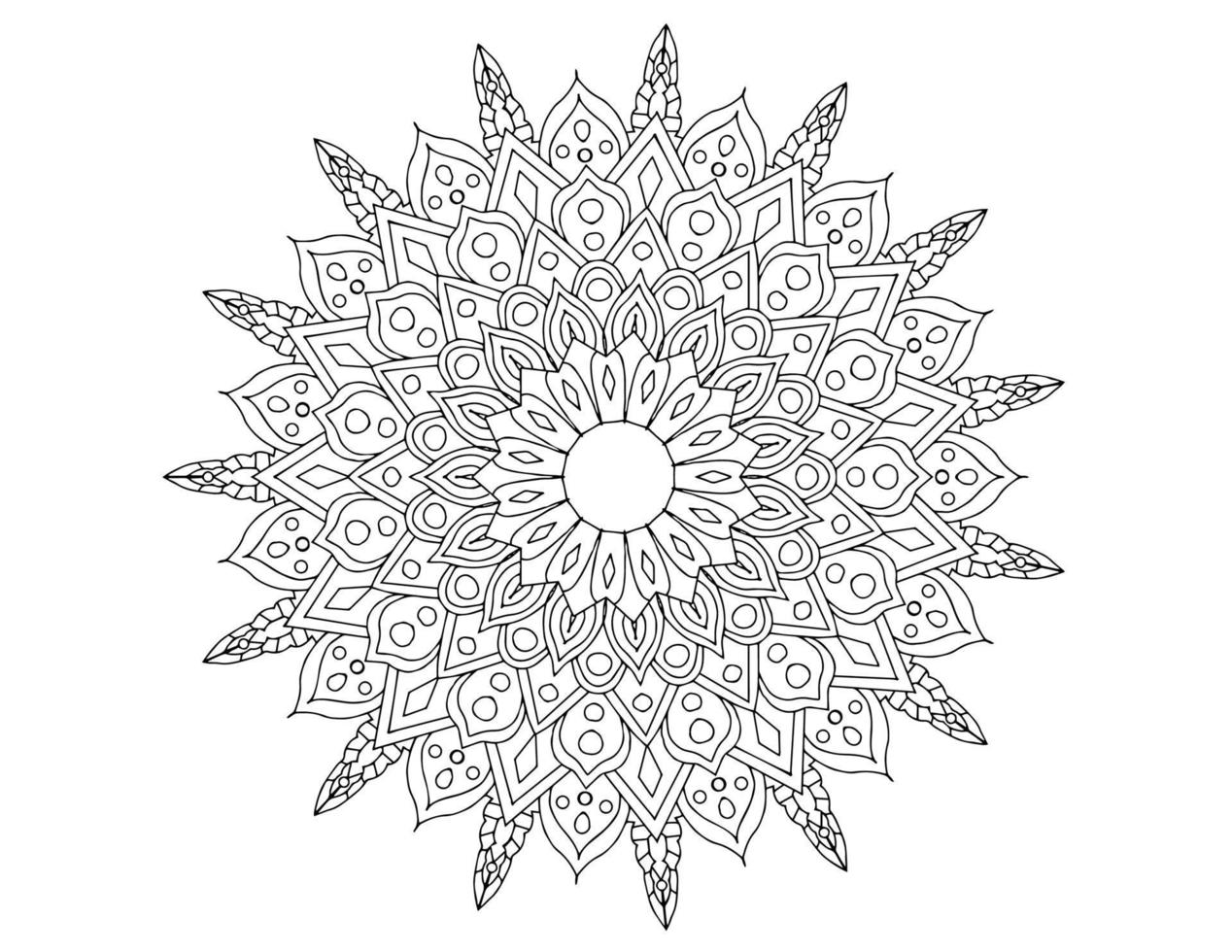 Mandala Art Design Schwarz-Weiß, Royal, Vintage vektor