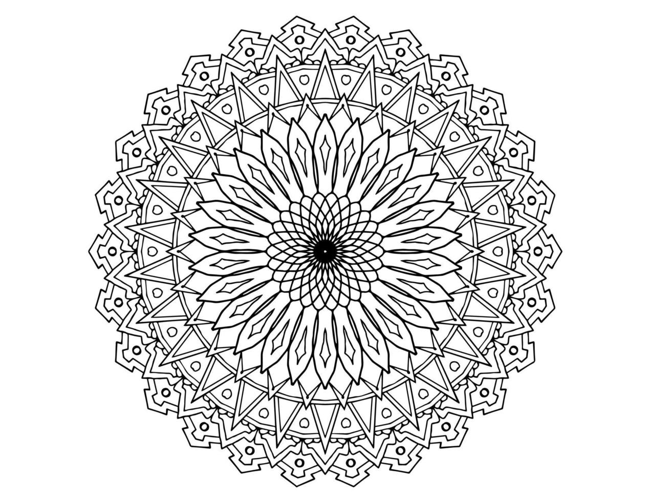 Mandala Art Design Schwarz-Weiß, Royal, Vintage vektor