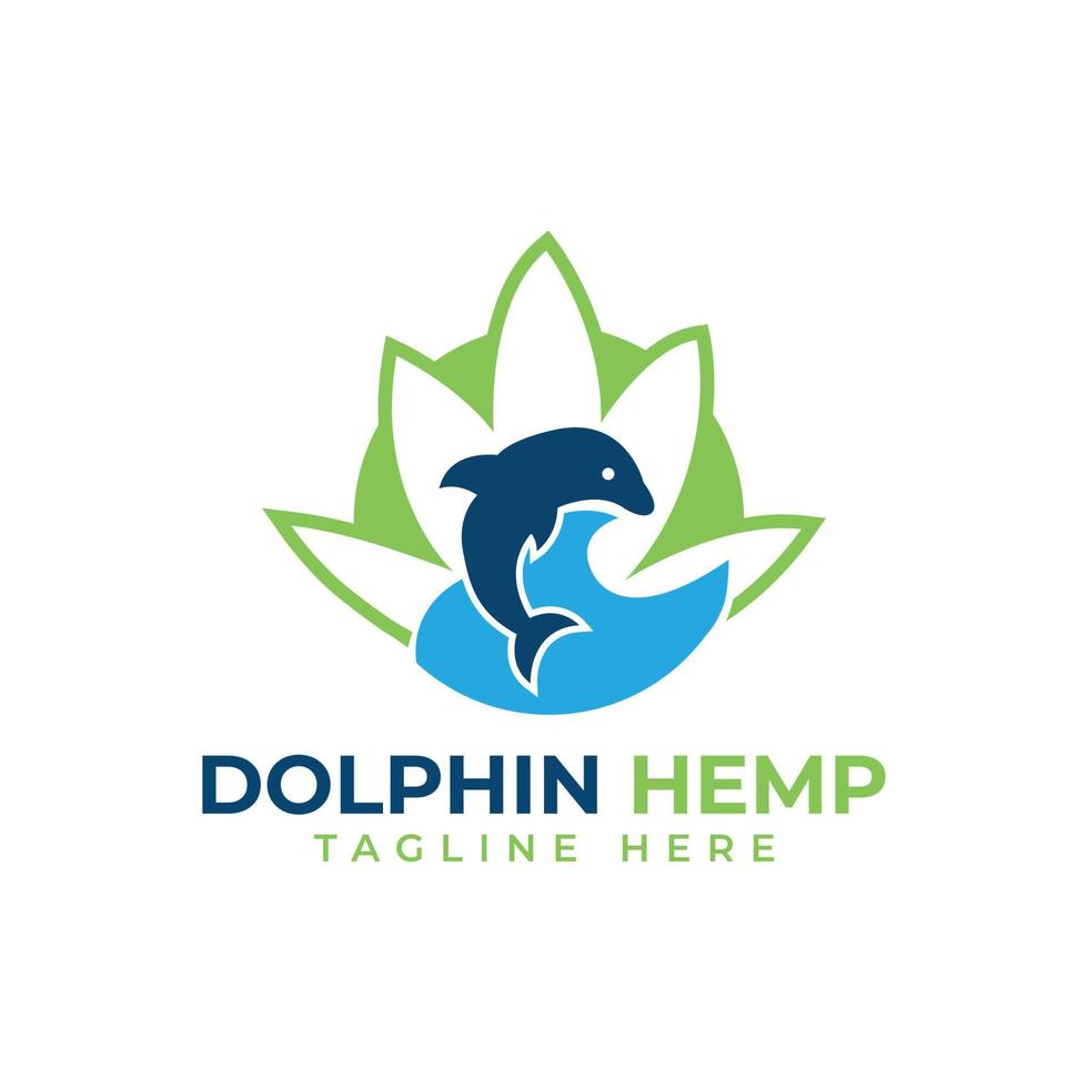 Delphin-Hanf-Logo-Design-Vorlage kostenloser Vektor