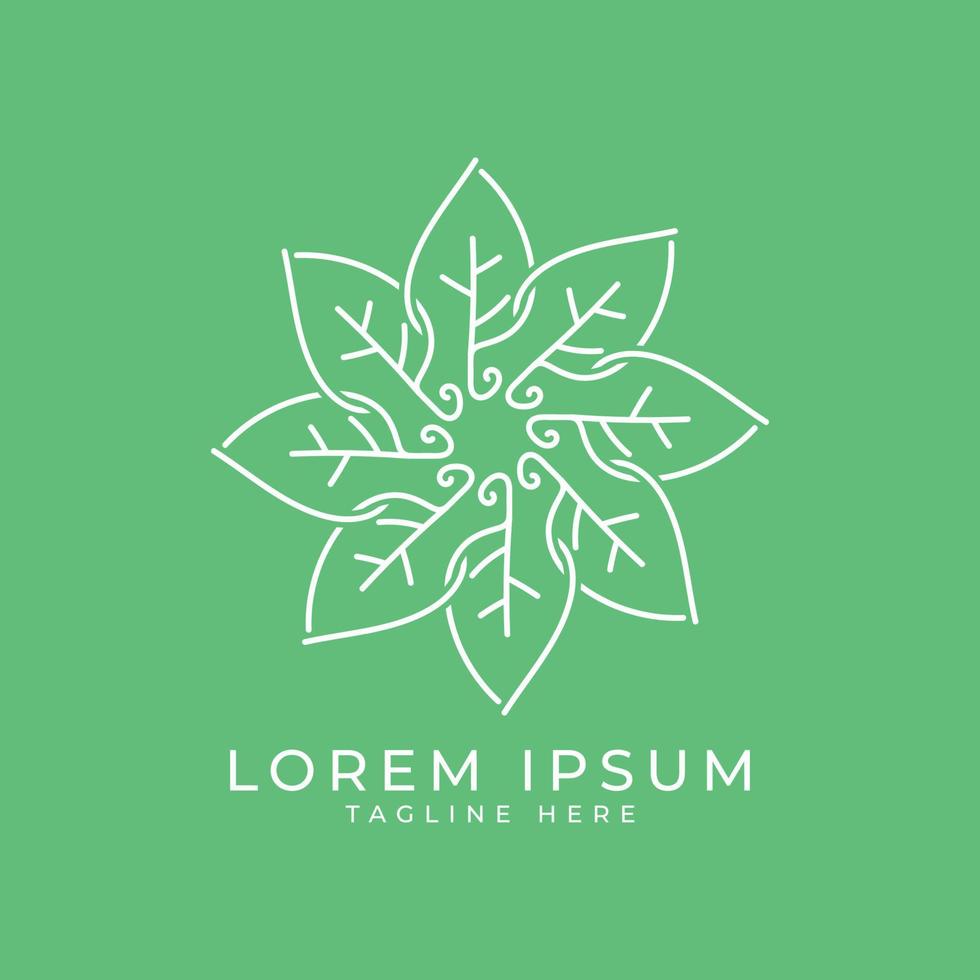linjekonst minimal leaf emblem logotyp design gratis vektor